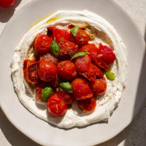 roasted tomatoes on whipped ricotta