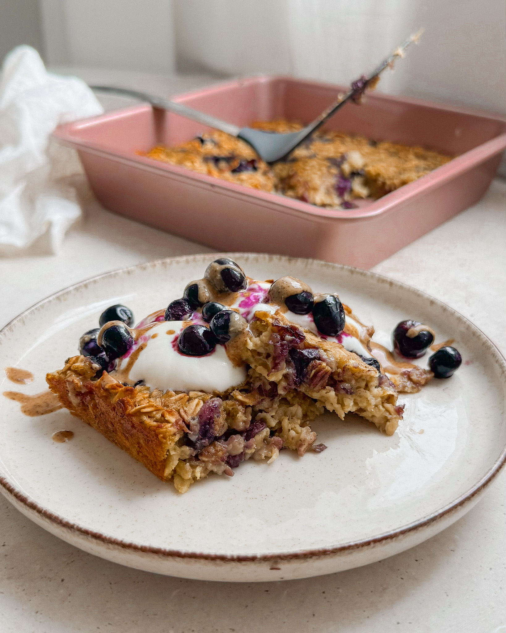 Healthy Lemon Blueberry Baked Oats